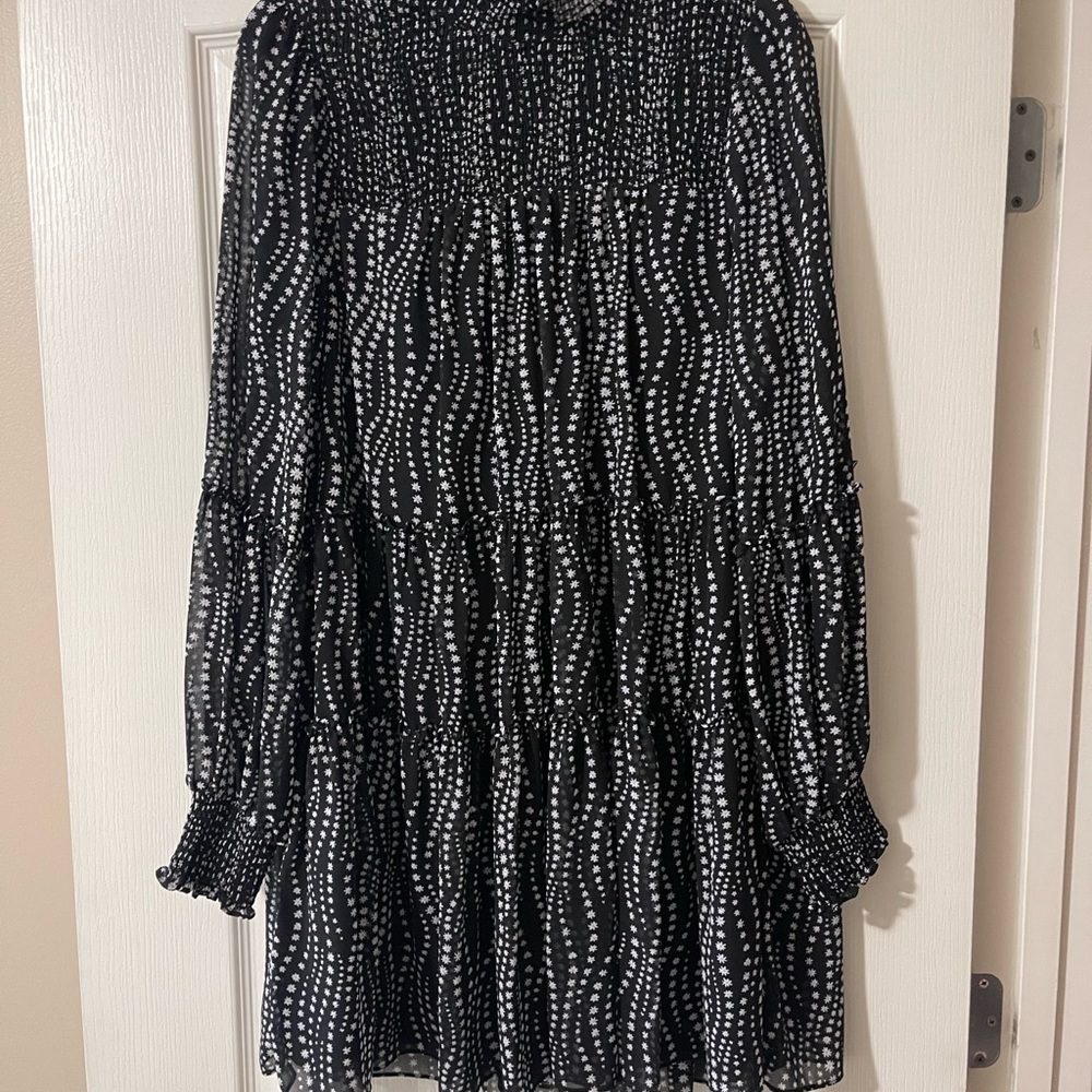 Cinq à Sept Black and White Long Sleeve Dress